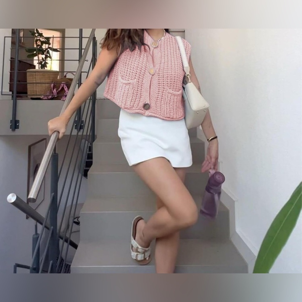 Cozy Pink V-Neck Sweater Vest